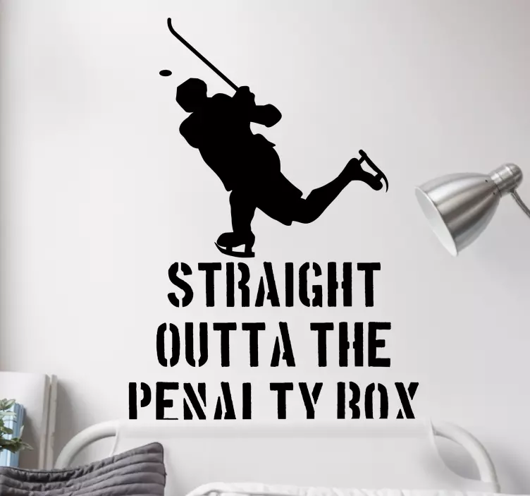 Straight outta penalty box hockey wall sticker - TenStickers