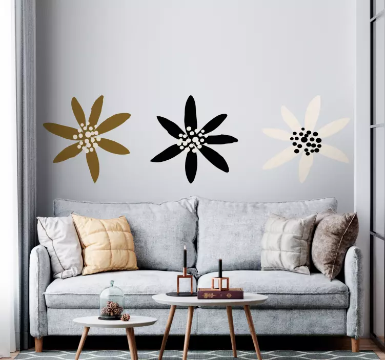 Abstract stylish flowers wall decal for living room - TenStickers