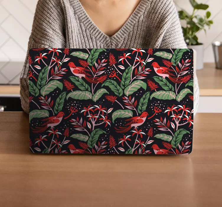 Stylish Floral Birds laptop skin - TenStickers