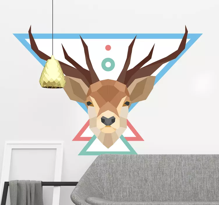 Stylized Deer Head animal wall decal - TenStickers