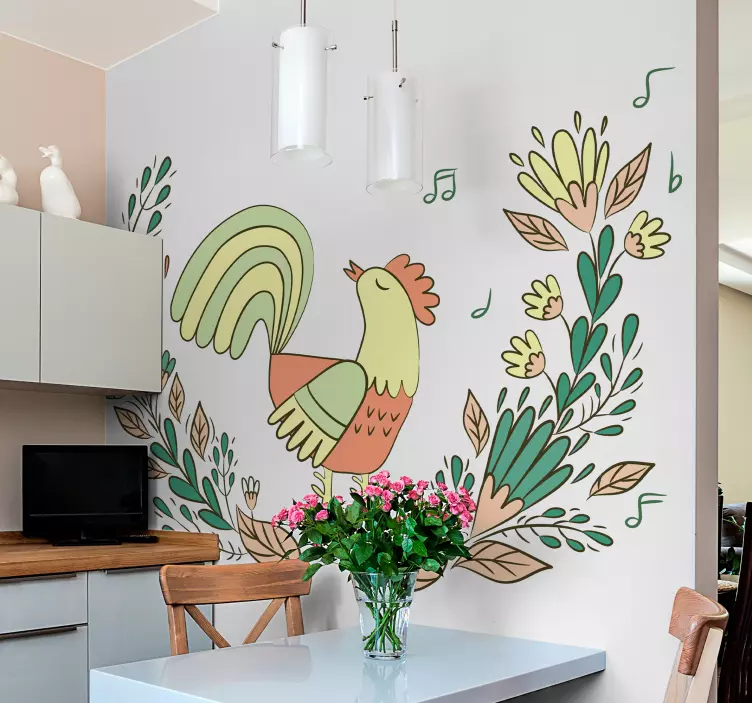 Stylized Rooster Illustration farm animal wall decal - TenStickers