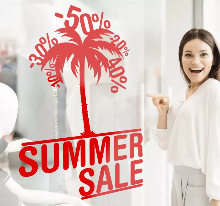 Summer sale palm tree window sticker - TenStickers