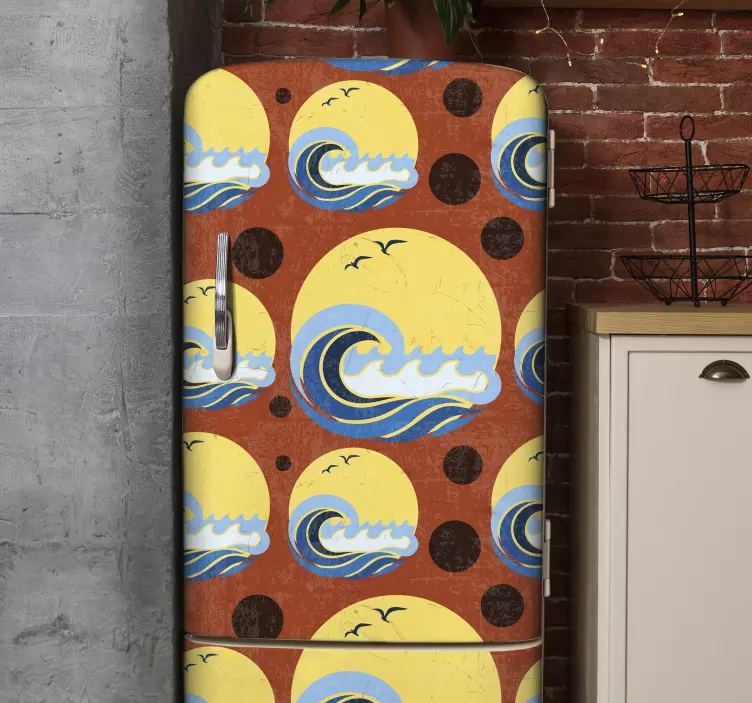 Sun, beach and wave  fridge sticker - TenStickers