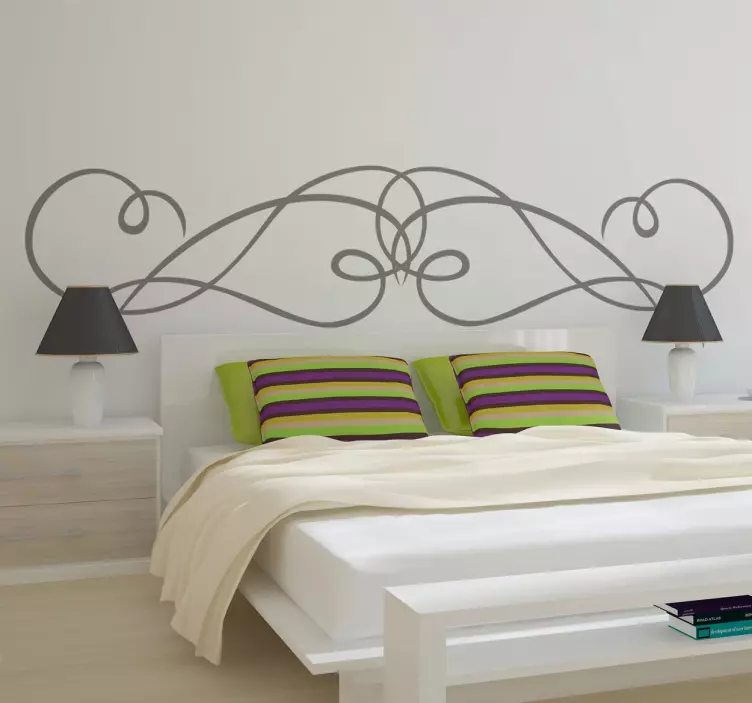 Symmetrical Wrought Iron Headboard Decal - TenStickers