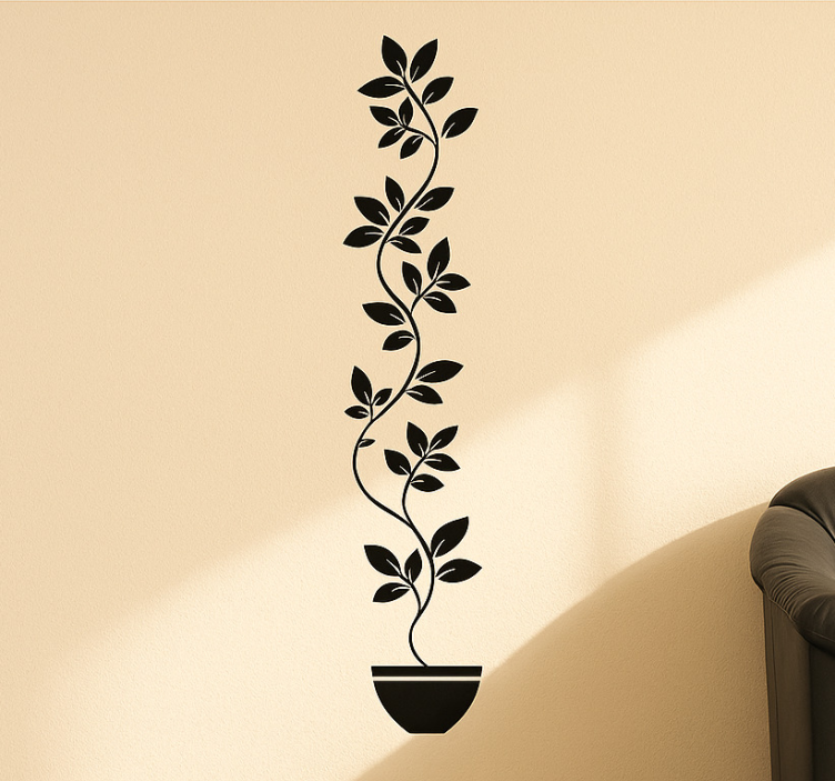 Tall Vine plants wall decal for living room - TenStickers