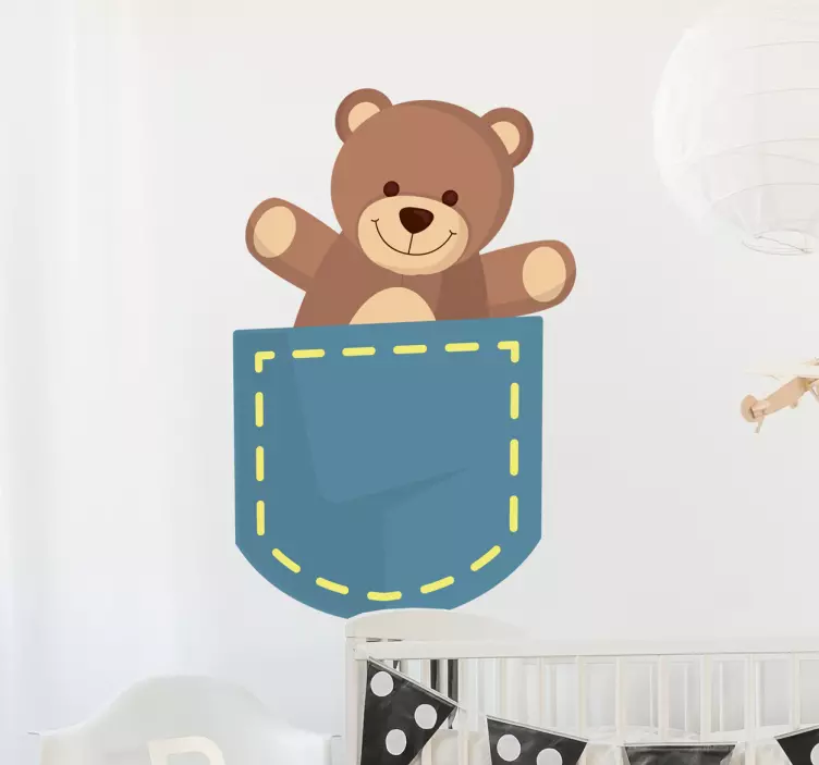 Teddy Bear In A Pocket Wall Sticker - TenStickers