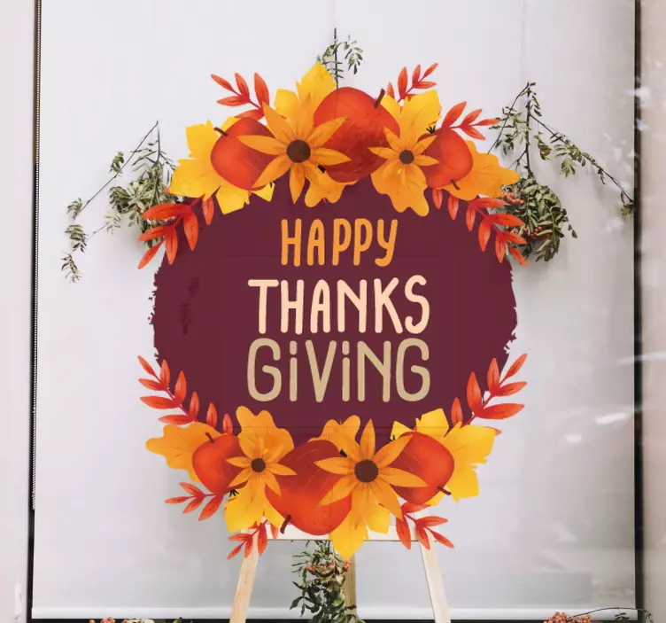 Thanksgiving leaf paint window decal - TenStickers