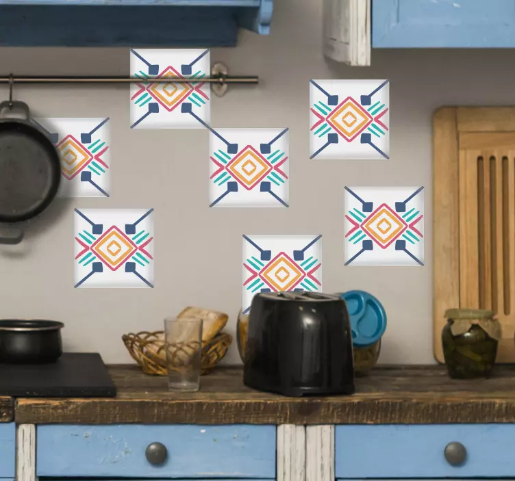 Tile sticker geometric colorful design - TenStickers