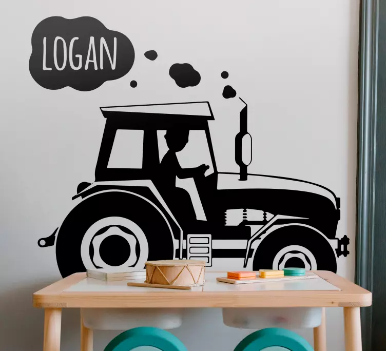 Tractor silhouette with name custom sticker - TenStickers