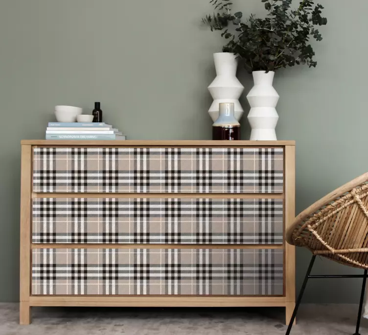 Traditional Scotish grey tartan furniture decal - TenStickers