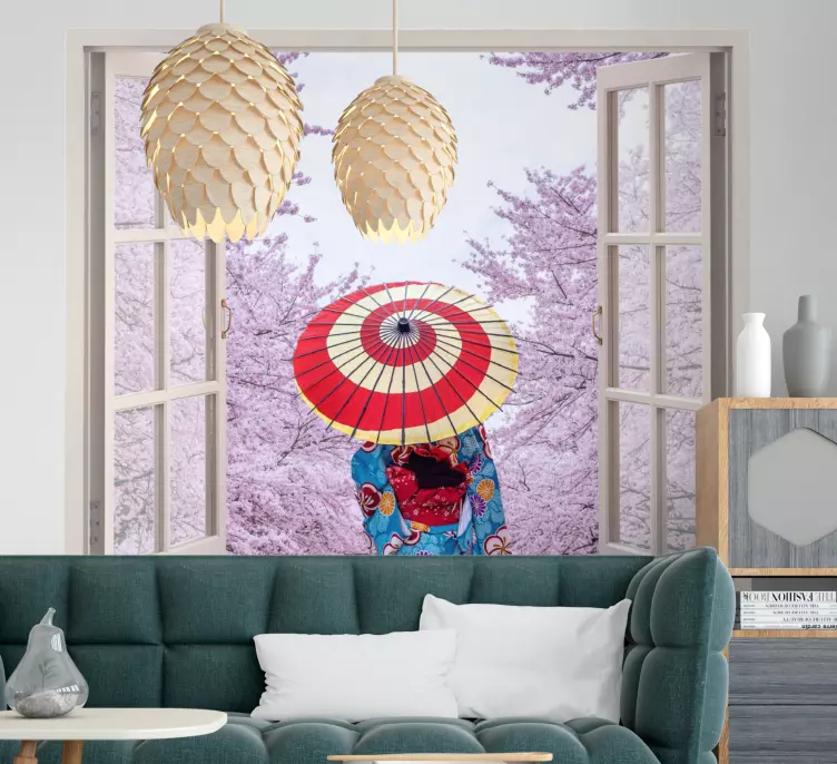 Traditional Umbrella View location wall sticker - TenStickers