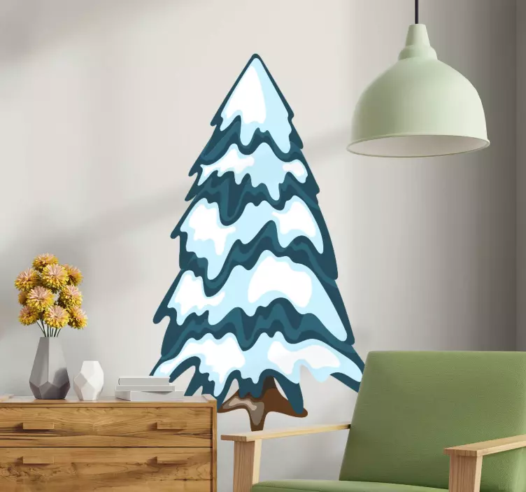 Tree covered in snow tree wall sticker - TenStickers