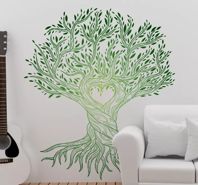 Tree of Life heart centre tree living room wall sticker - TenStickers