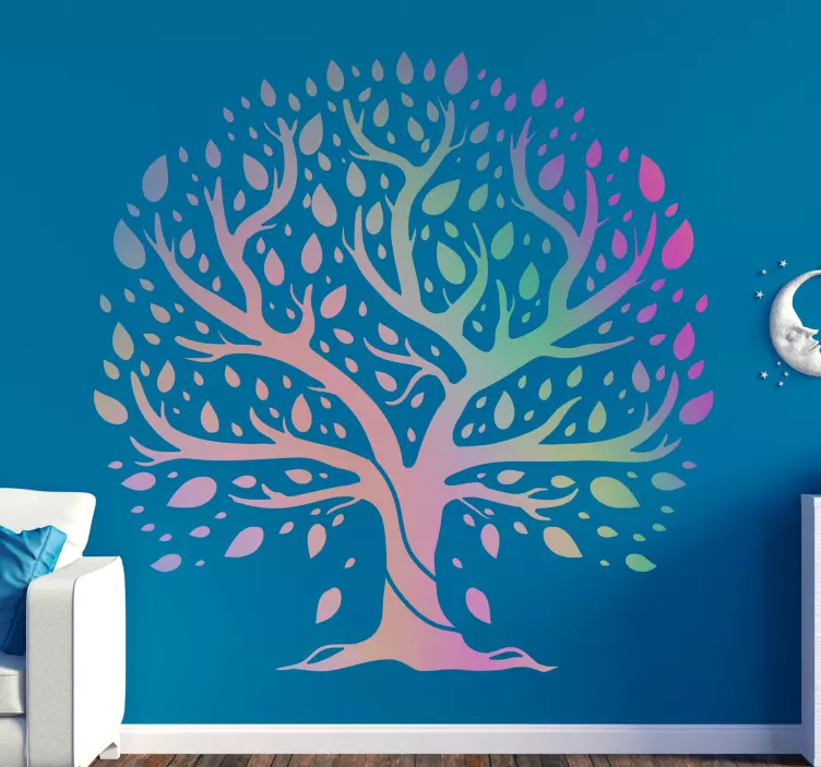 Tree of Life rainbow colours tree wall decal - TenStickers