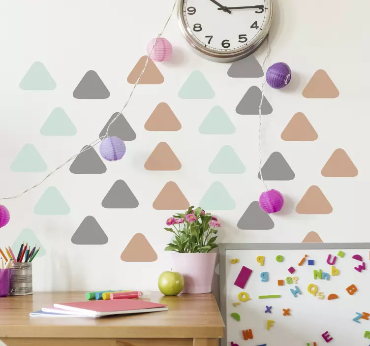 Pastel triangular pattern geometric wall sticker - TenStickers