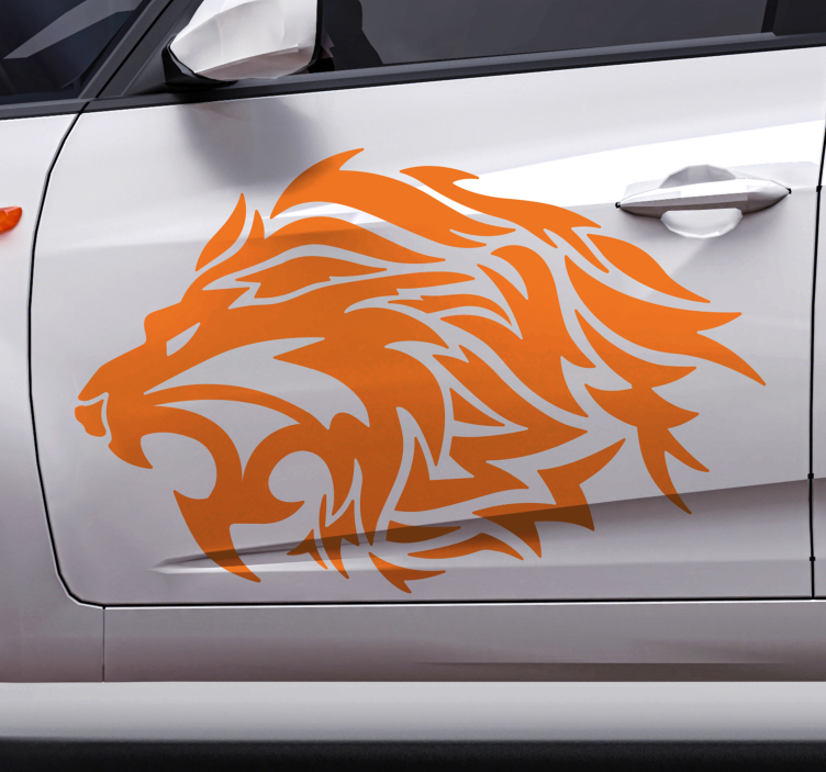 Tribal lion car decal - TenStickers
