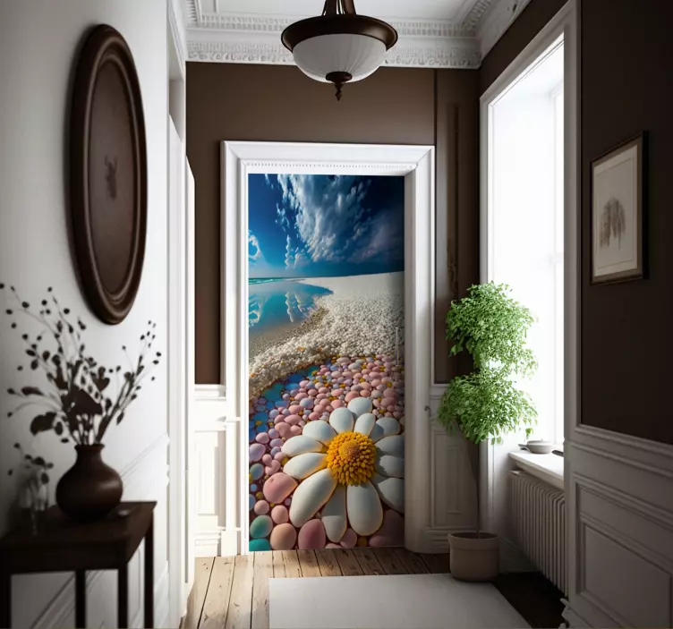 Tropical Beach  door sticker - TenStickers