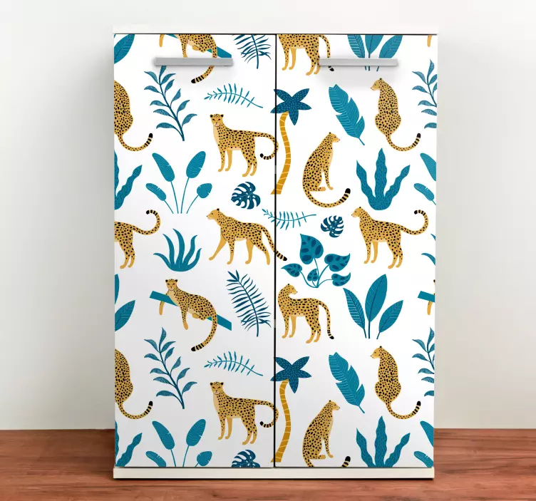 Tropical botanical and leopard  furniture decal - TenStickers