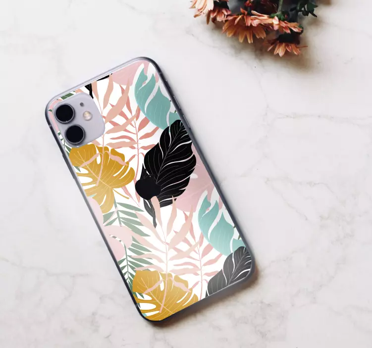 Abstract tropical leaves iPhone sticker - TenStickers