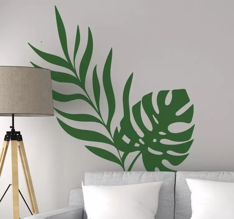 Tropical leaf design wall decal for living room - TenStickers