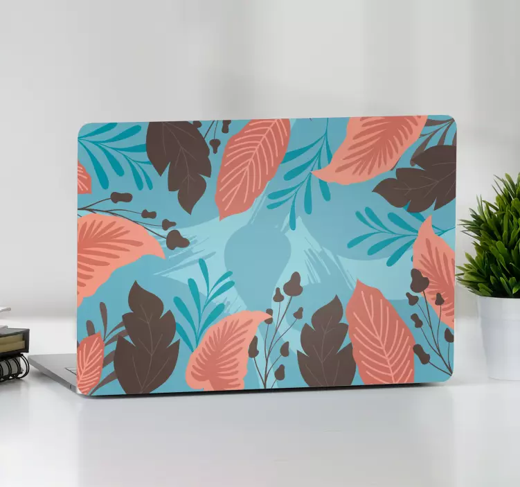 Tropical leaves pastel wall art laptop skins - TenStickers