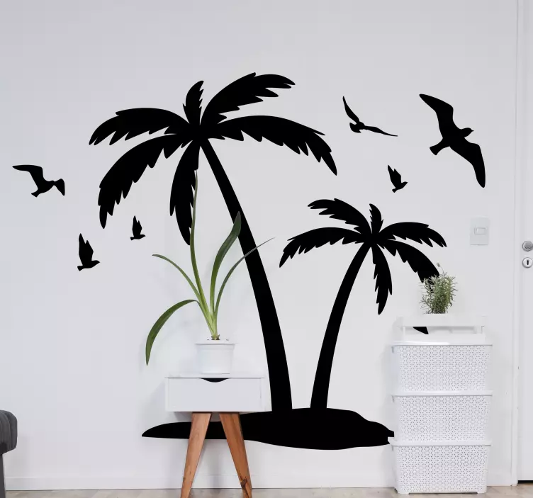 Tropical palms silhouette tree wall decal - TenStickers