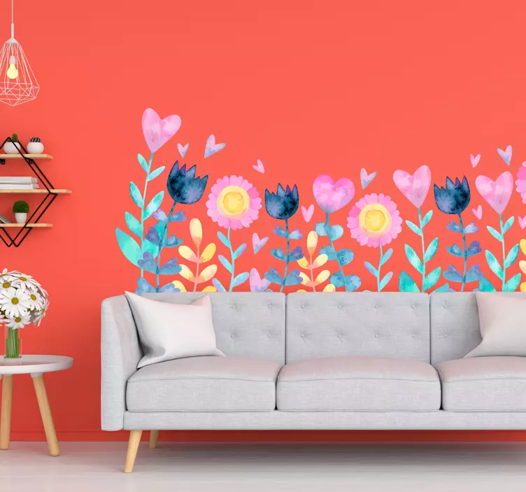 Tulips and sunflowers Living Room Wall Decor - TenStickers