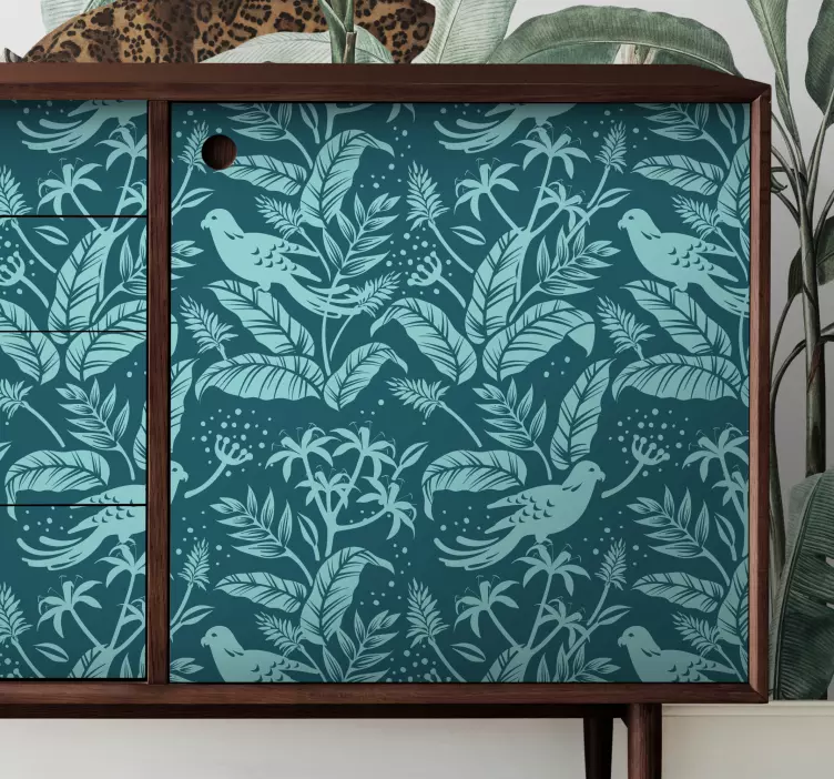 Turquoise flying birds furniture decal - TenStickers