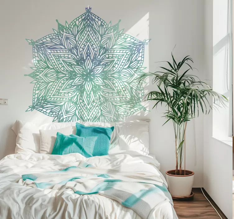 Turquoise mandala bedroom wall decal - TenStickers