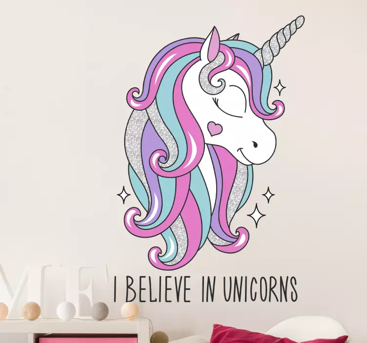 I believe in unicorn cartoon fairy tale decal - TenStickers