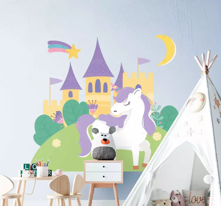 Unicorn Castle Fantasy wall stickers for kids - TenStickers