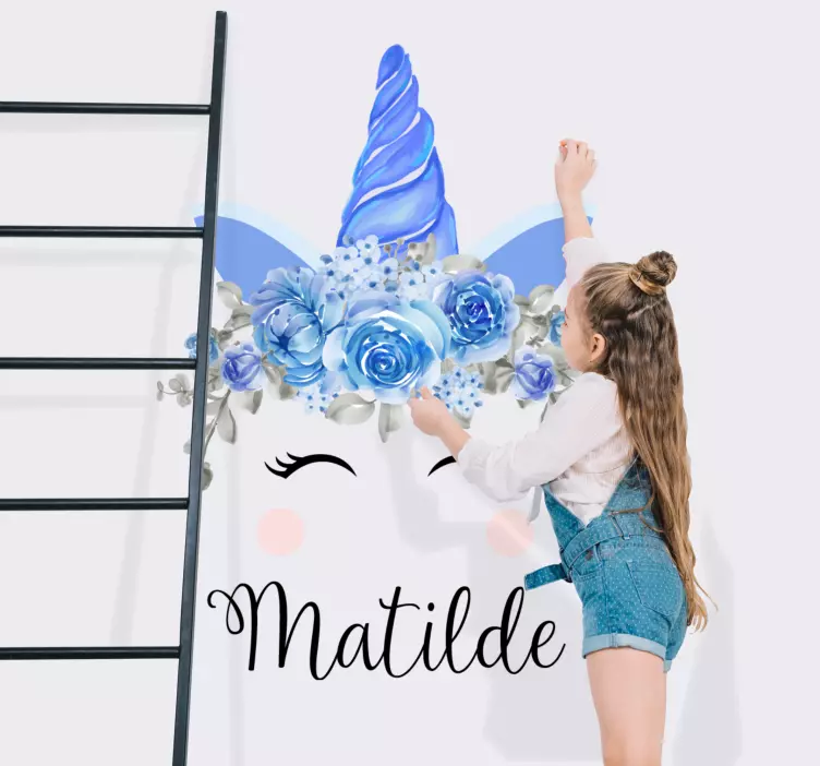 Unicorn Floral Theme wall stickers for kids - TenStickers