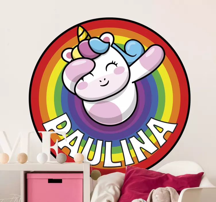 Unicorn on a rainbow  Personalized decal - TenStickers