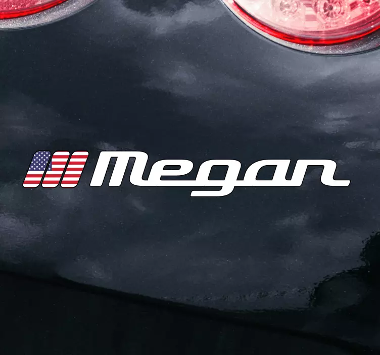 United States flag and custom name car sticker - TenStickers