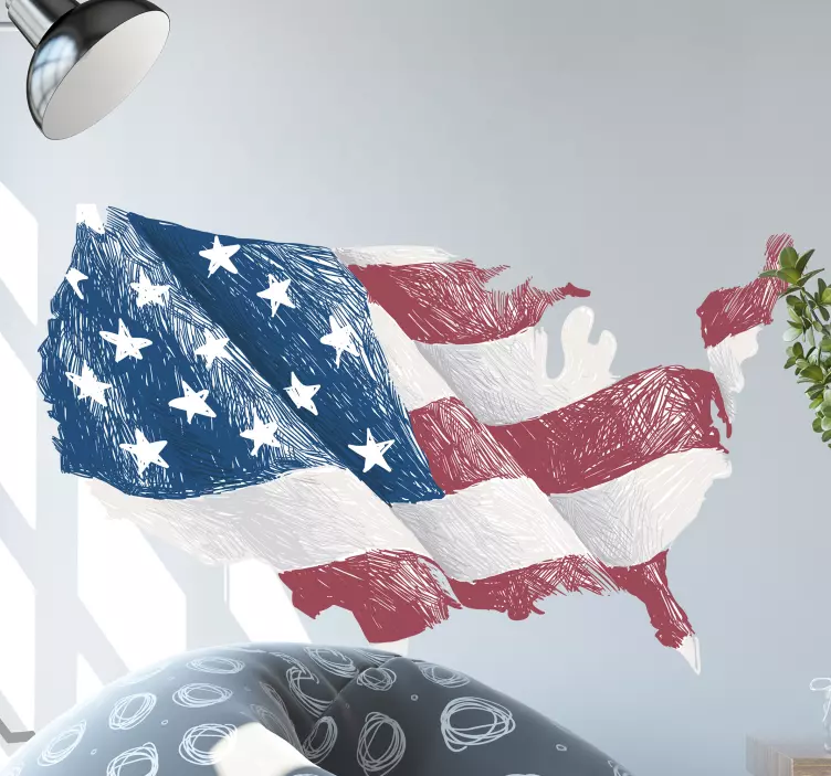 USA Flag Map Wall Sticker - TenStickers