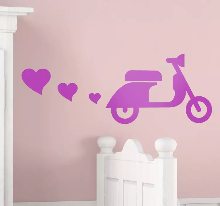 Vespa Scooter Hearts Wall Sticker - TenStickers