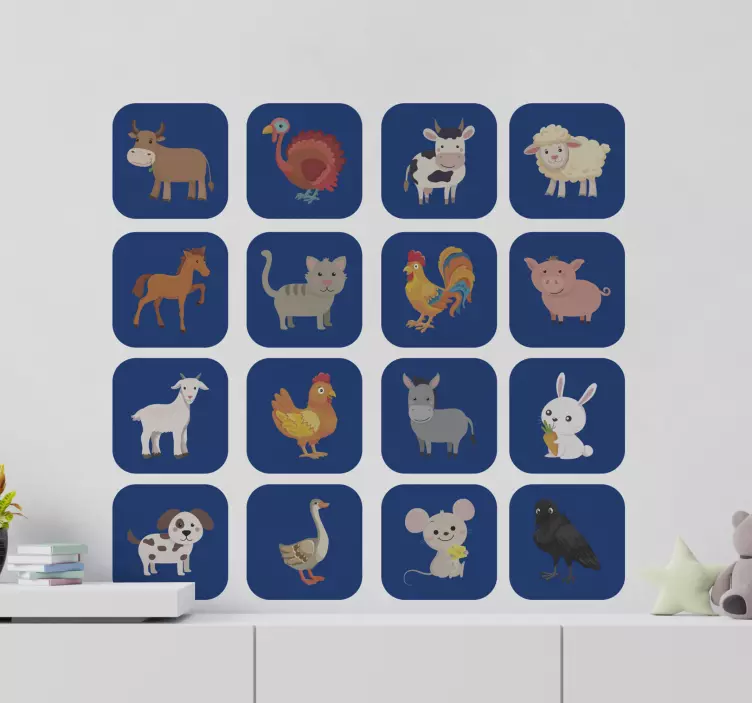 Vibrant Farm Animals farm animal wall decal - TenStickers