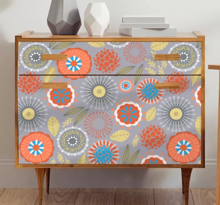 Vibrant Floral Motif furniture sticker - TenStickers