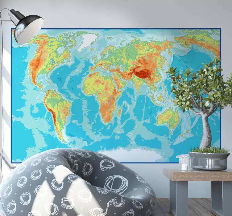 Vibrant Global Map location wall sticker - TenStickers