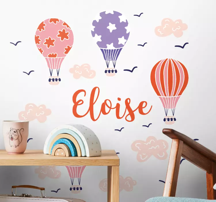 Vibrant balloons with name wall stickers for kids - TenStickers