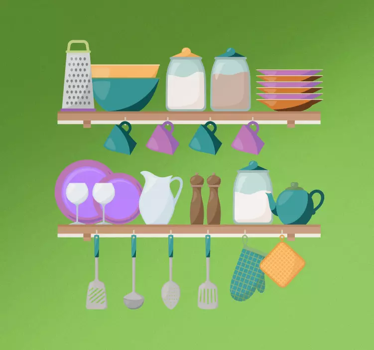 Vibrant Kitchenware Showcase cuisine wall sticker - TenStickers