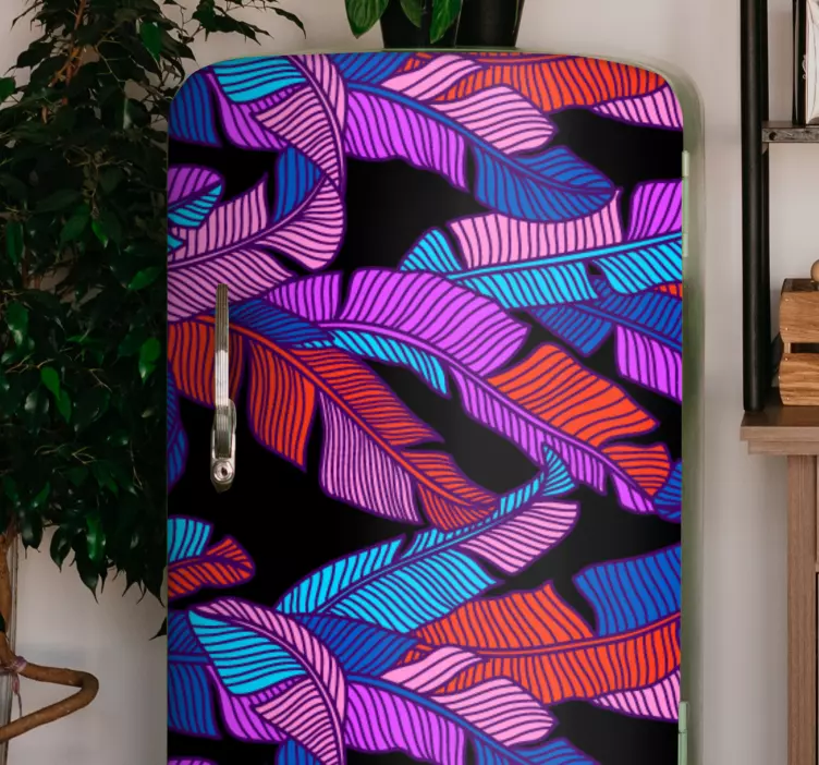Vibrant Leaf Motif fridge sticker - TenStickers
