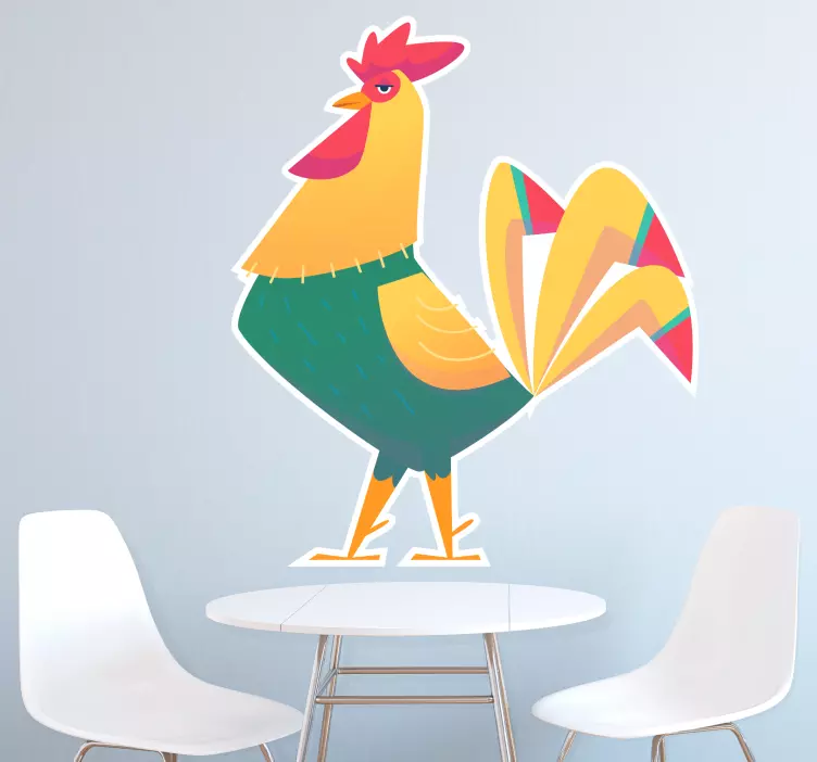 Vibrant Rooster Sculpture farm animal wall decal - TenStickers