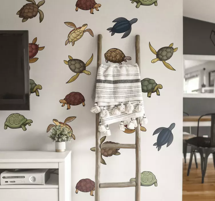 Vibrant Turtle Motifs pet wall sticker - TenStickers