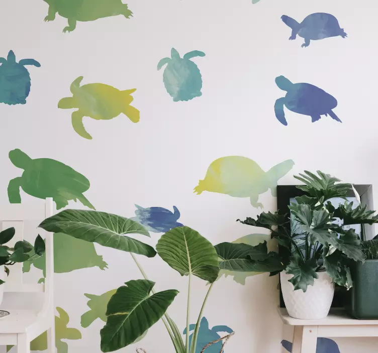 Vibrant Turtle Shadows animal wall decal - TenStickers