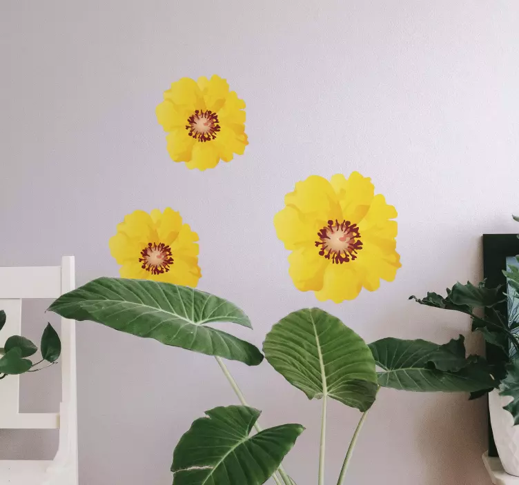 Vibrant yellow blooms flower wall sticker - TenStickers