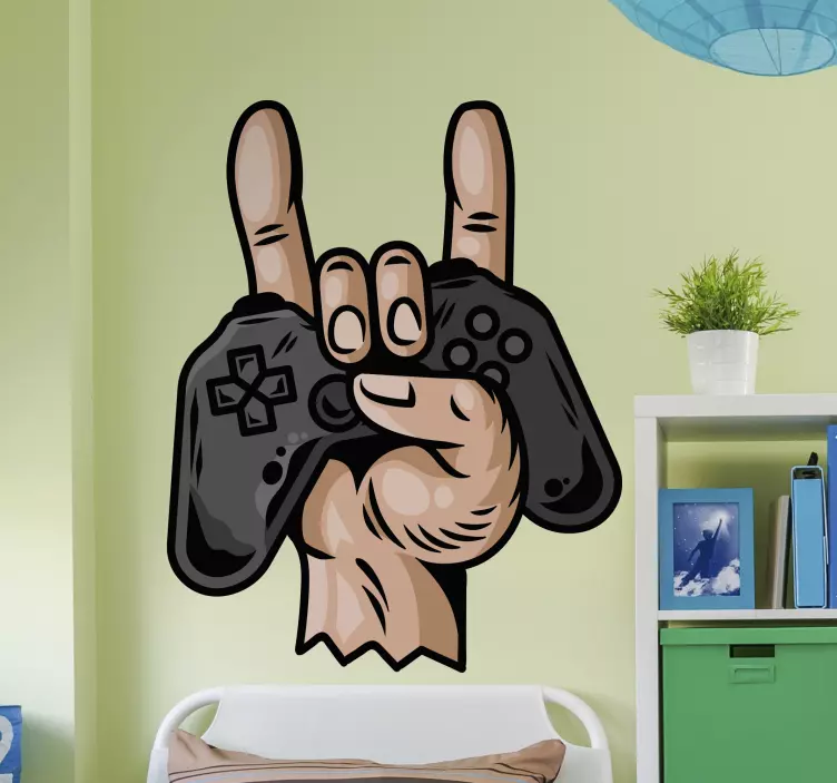 Video game decal stone hand gesture - TenStickers