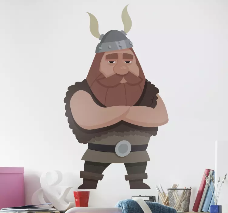 Viking with beard helmet, horns character decal - TenStickers