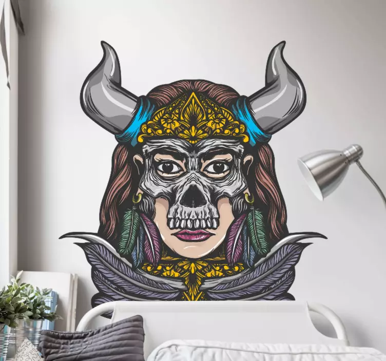 Viking Skull Character location wall sticker - TenStickers
