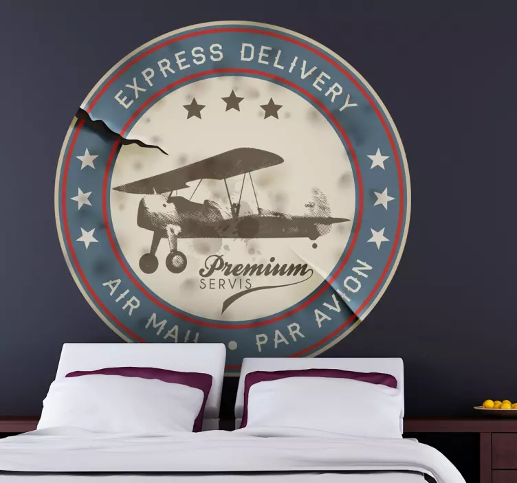 Vintage Airplane Air Mail Decal - TenStickers